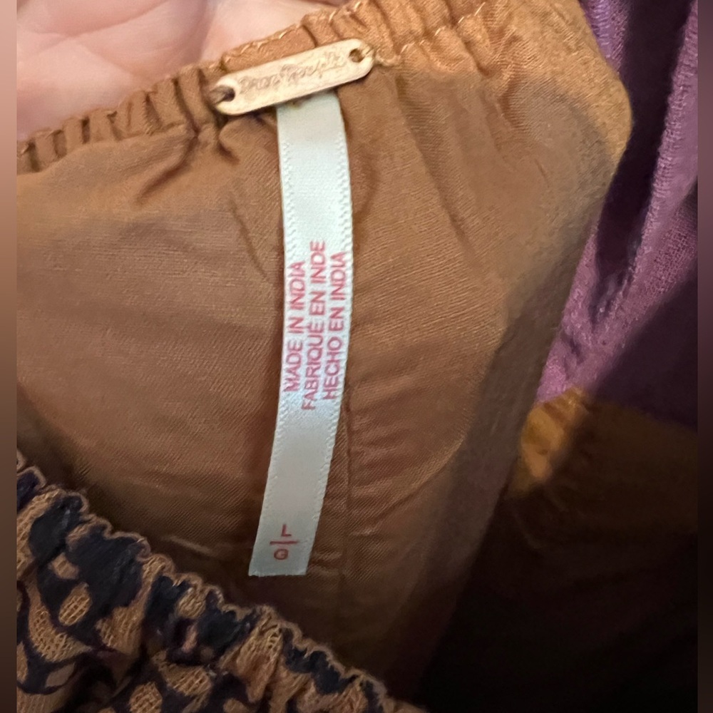 #624 Free People Indigo Sun Jumpsuit in Gold Combo size Large - Picture 8 of 9